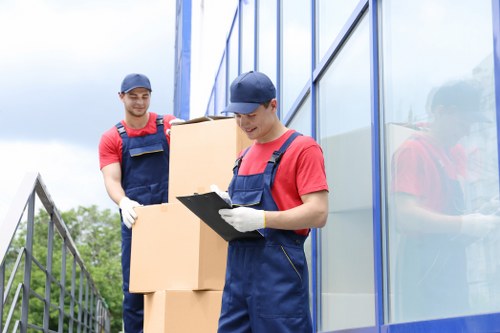 Business relocation planning in Peckham with packed office items