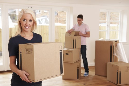 Packed furniture ready for transport during Peckham removals