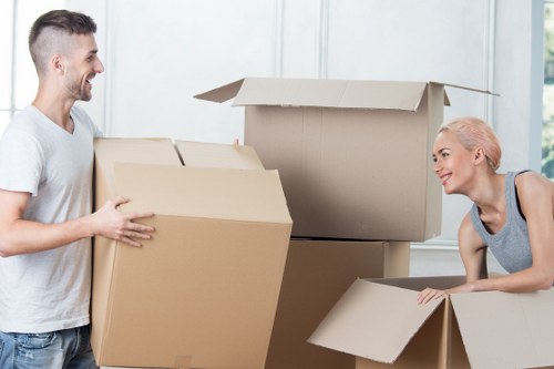 Carefully packed household items prepared for transport