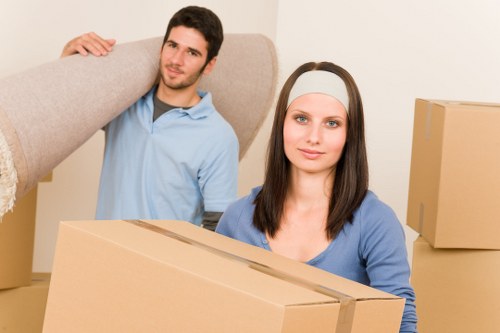 Secured items inside a moving van during transit