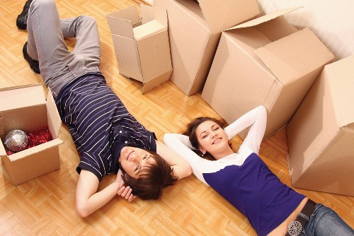 Packed moving boxes and furniture for a Peckham relocation